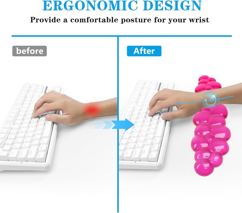 KEPUTAIER Gel Cloud Keyboard Wrist Rest, Cute Wrist Support and Arm Support Keyboard Rest for Keyboard Typing Pain Relief，Suitable for Office/Computer/Laptop/Gaming（Keyboard Wrist Rest Red） - Image 2